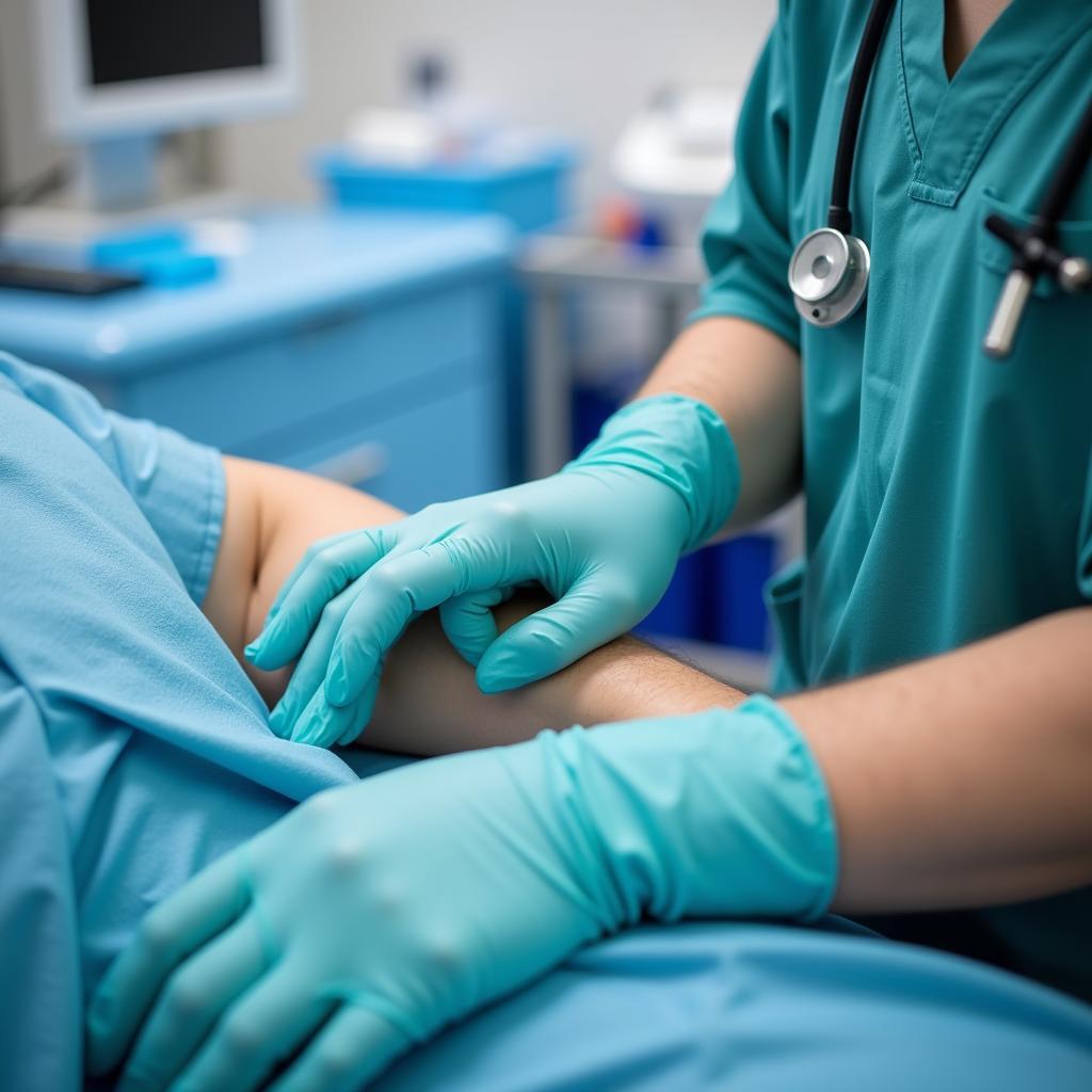 Medical professionals using free nitrile gloves