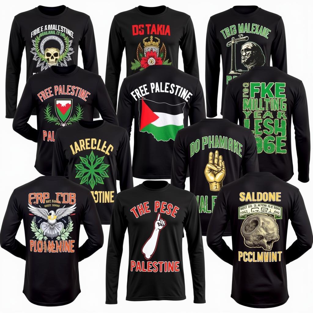 Various Free Palestine long sleeve shirt designs