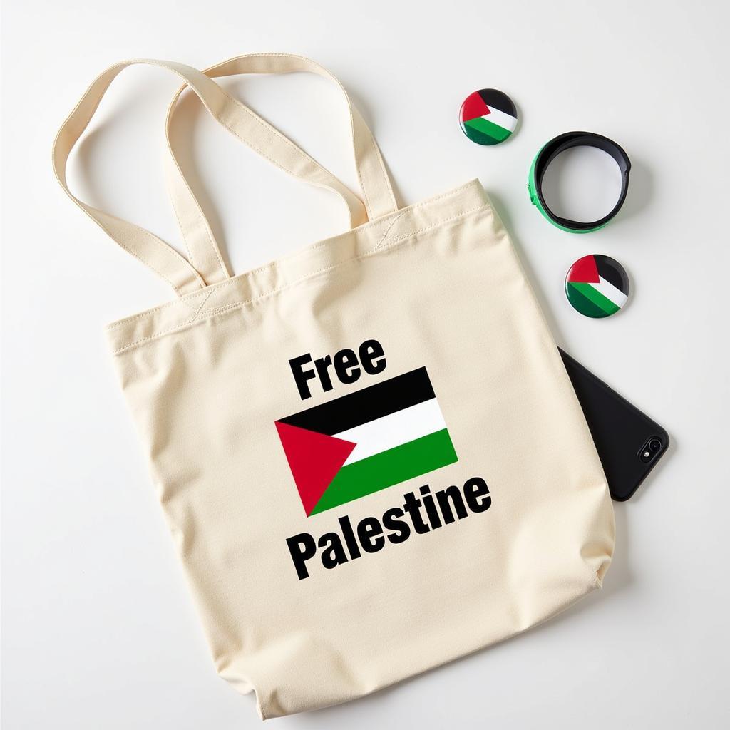 Free Palestine tote bag and accessories 