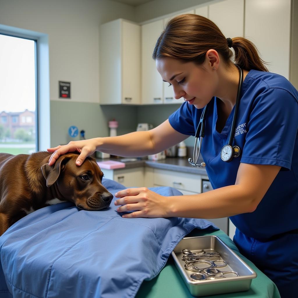 Pitbull being spayed at a free clinic