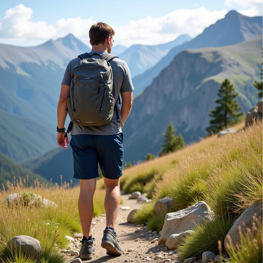 Man hiking in free planet shorts