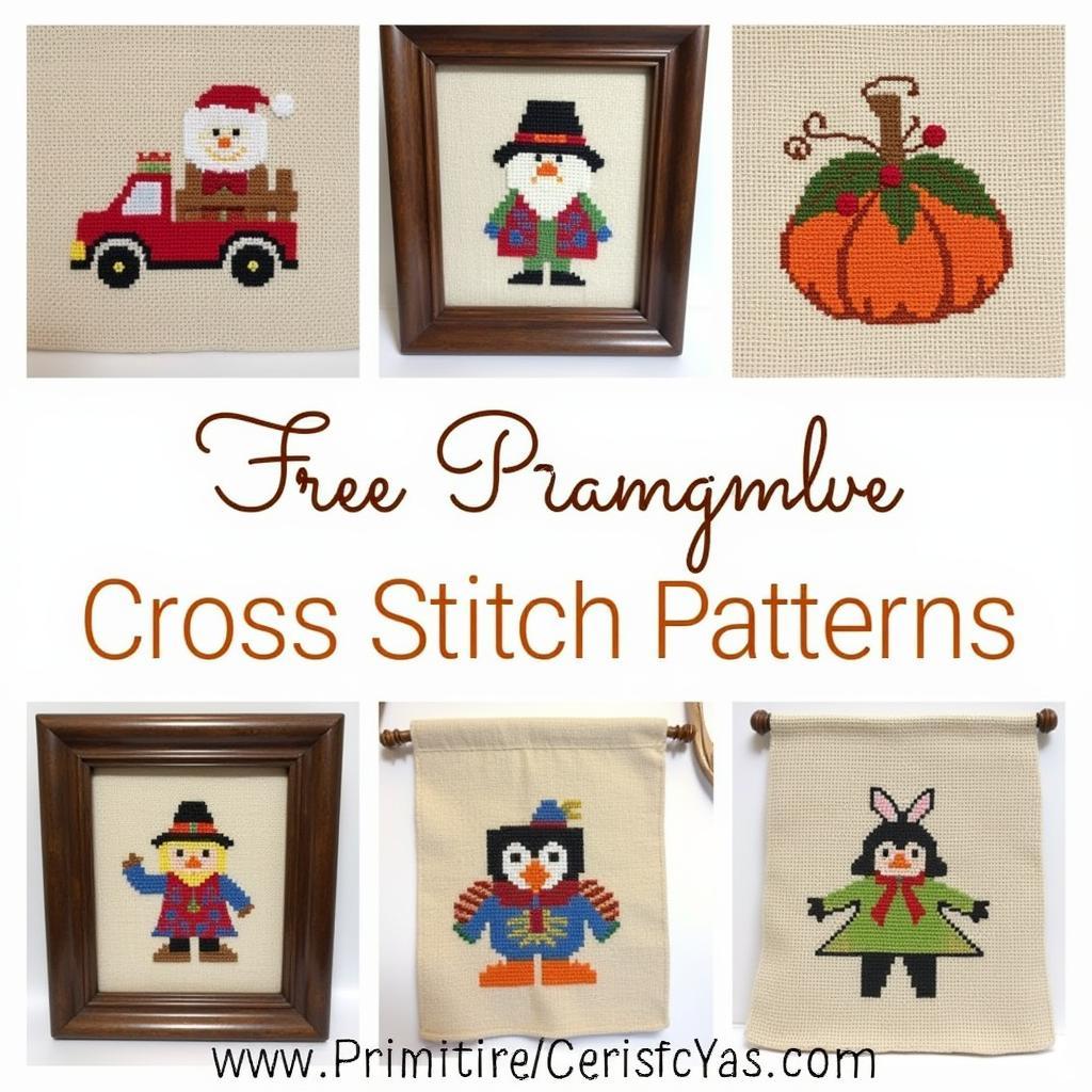 Free Primitive Cross Stitch Seasonal Patterns