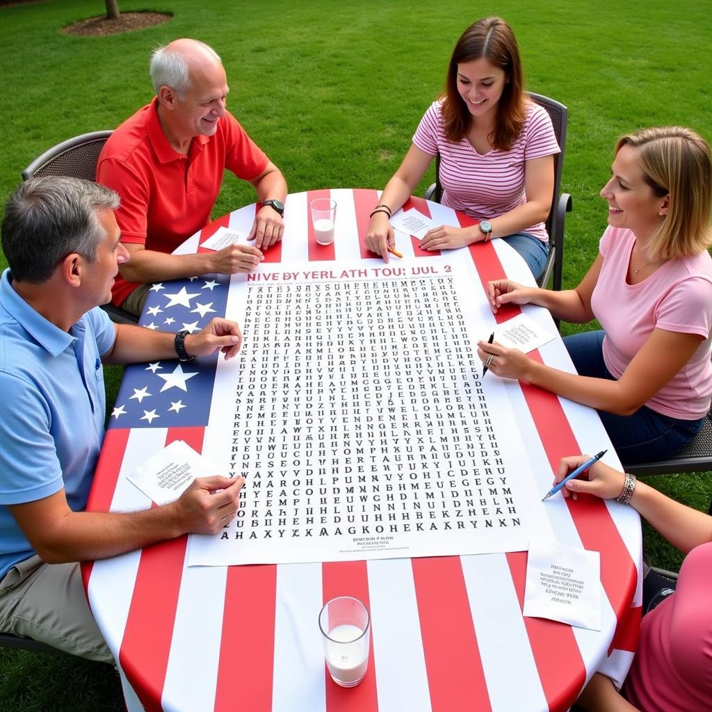 Adults enjoying a 4th of July word search printable