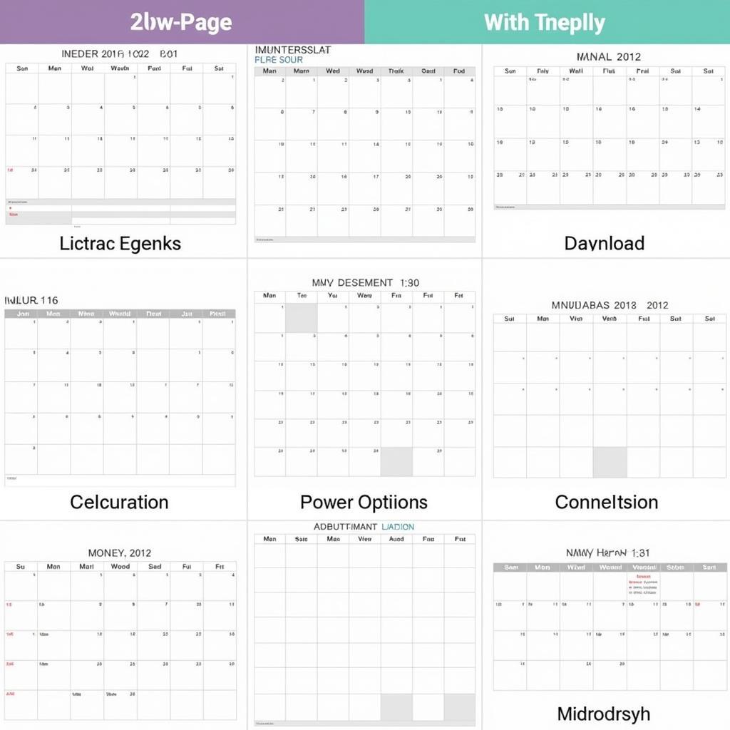 Different styles of free printable 3-month calendars