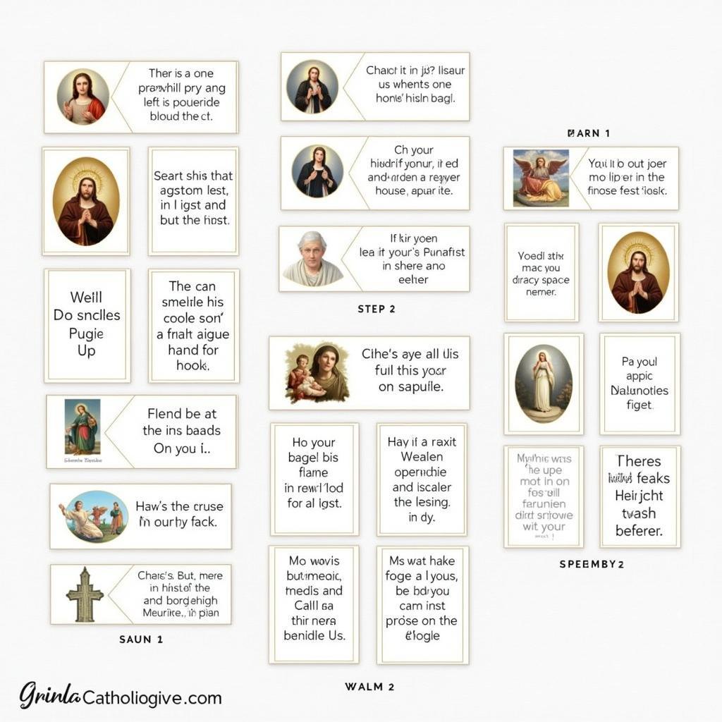 Free Printable Catholic Prayer Cards: A collection of various prayer cards featuring different saints and prayers, ready to be printed and used.