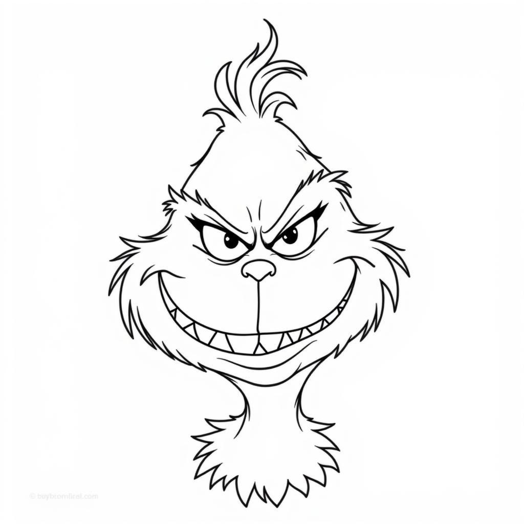 Free Printable Grinch Face Coloring Page