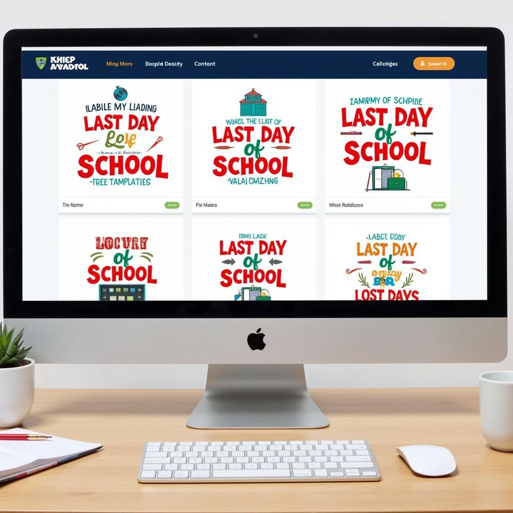 Variety of last day of school sign templates on a computer screen