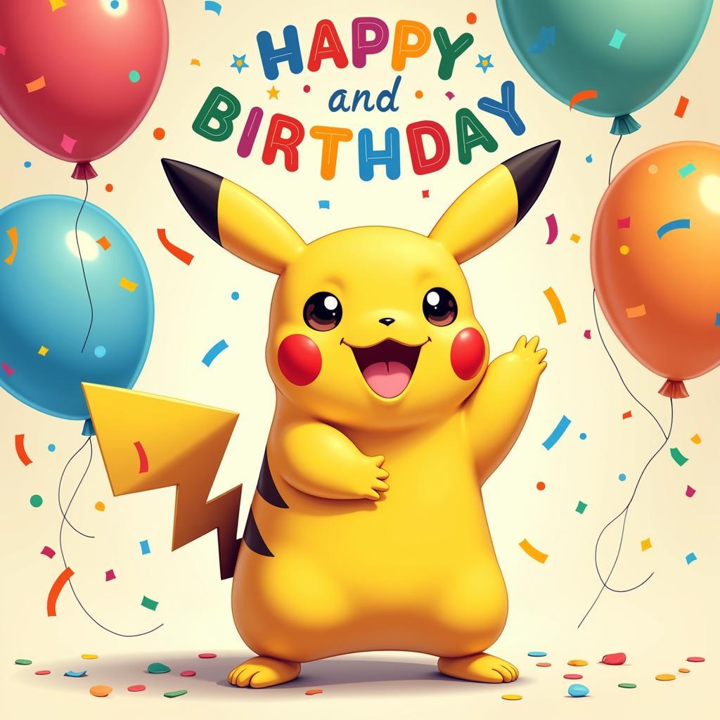 Pikachu printable birthday card