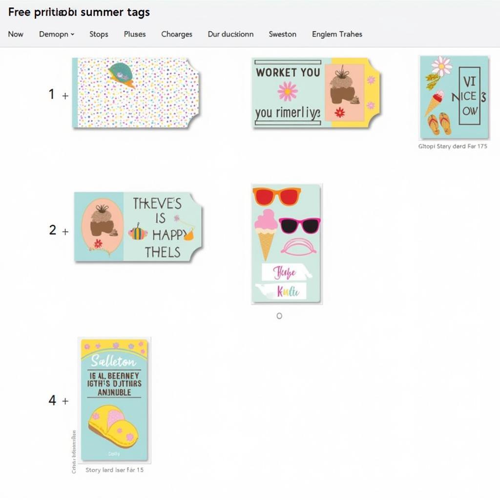 Variety of free printable summer tags