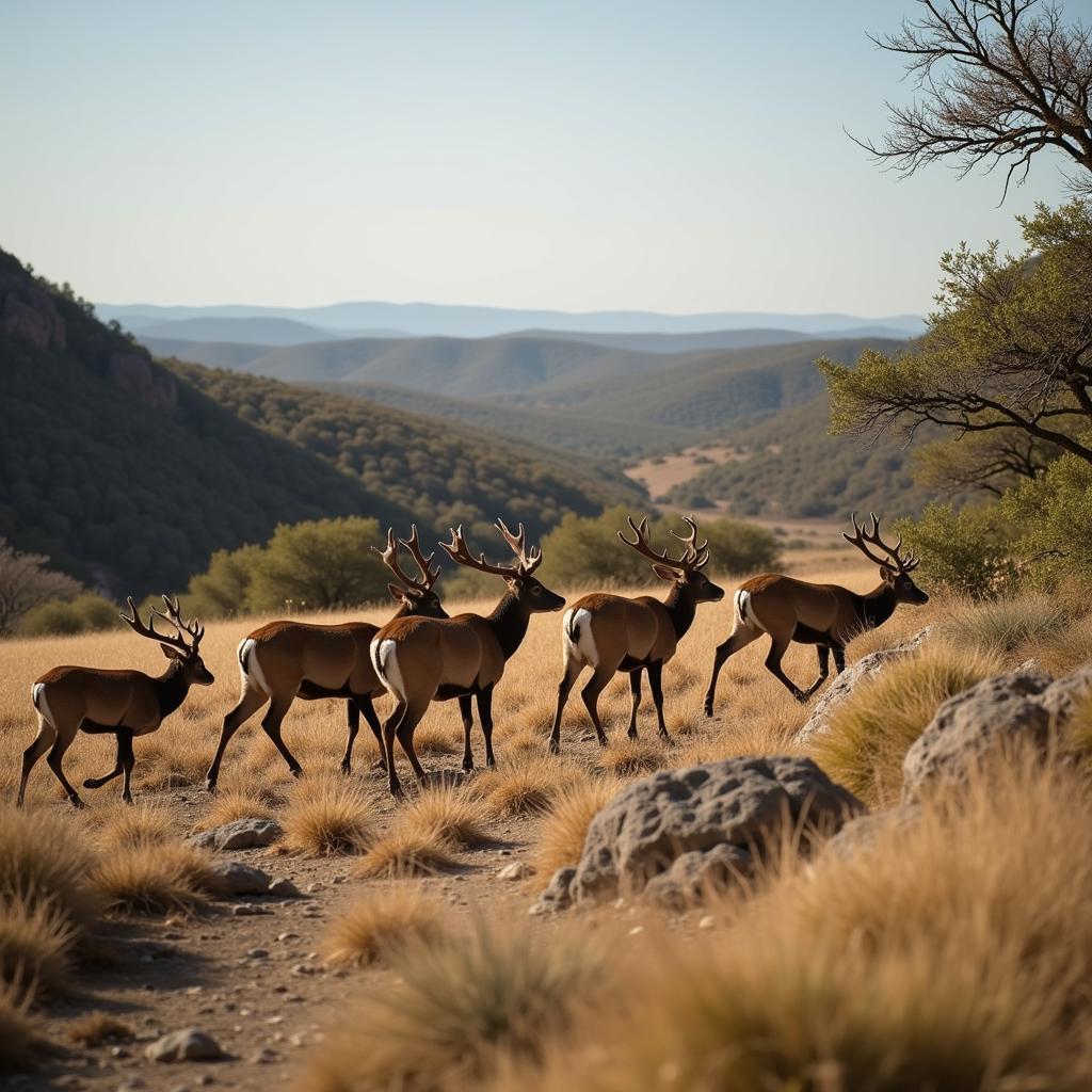 Axis deer roaming freely in the Texas Hill Country