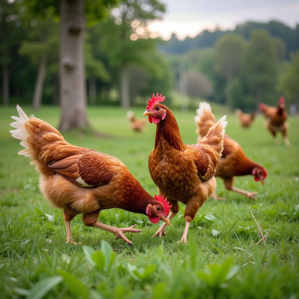 Free Range Hens Enjoying Pasture