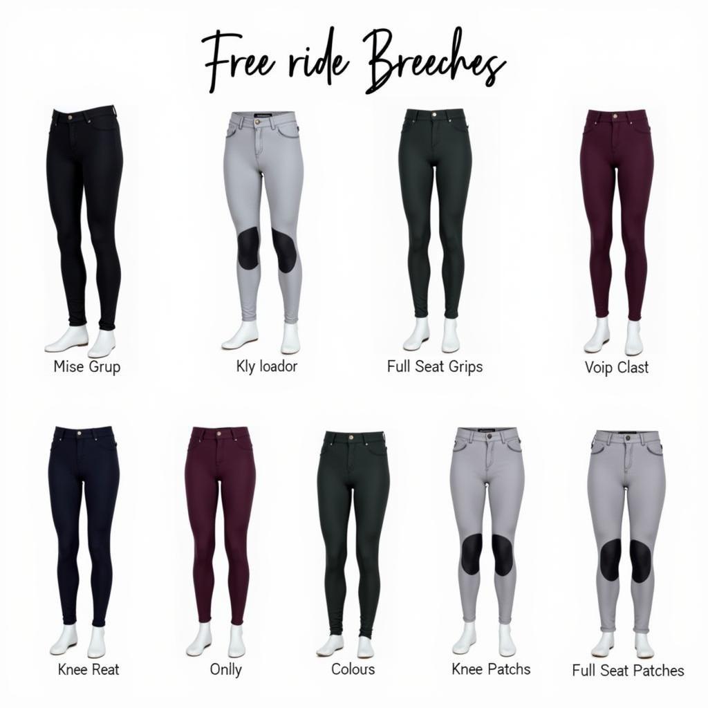 Different styles of free ride breeches