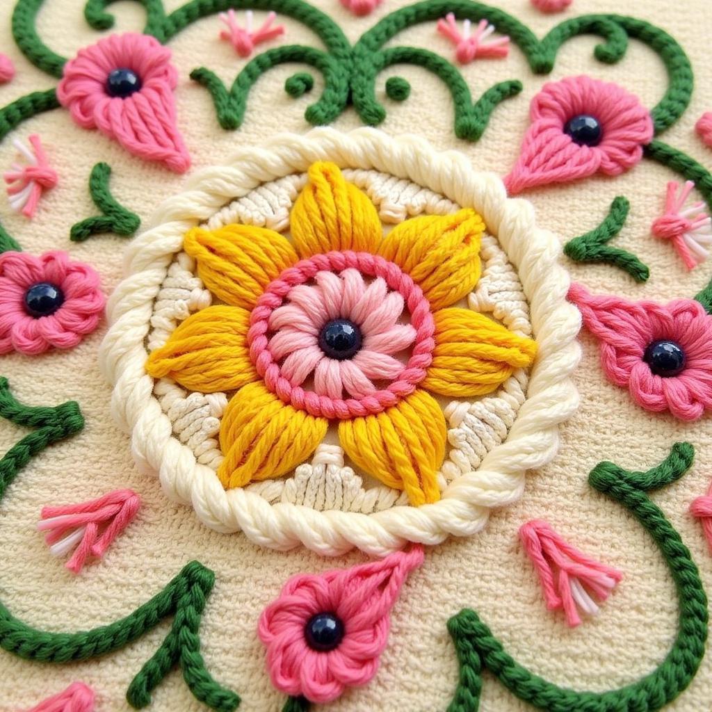 Free rug hooking pattern featuring a simple floral design for beginners