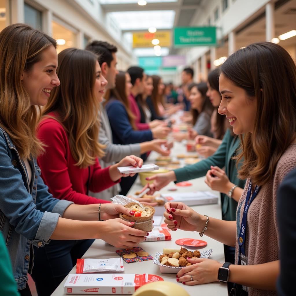 People Gathering Free Samples at Event