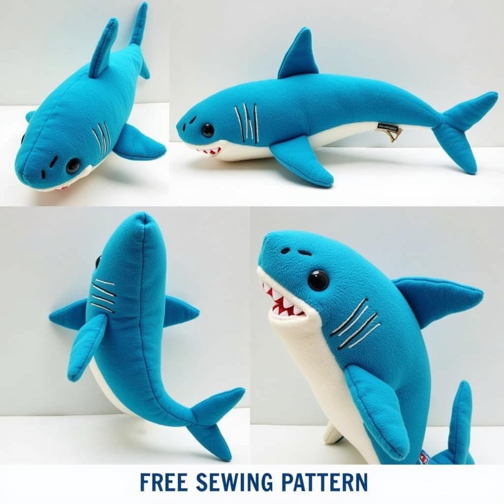 Free Shark Sewing Pattern for Plush Toy