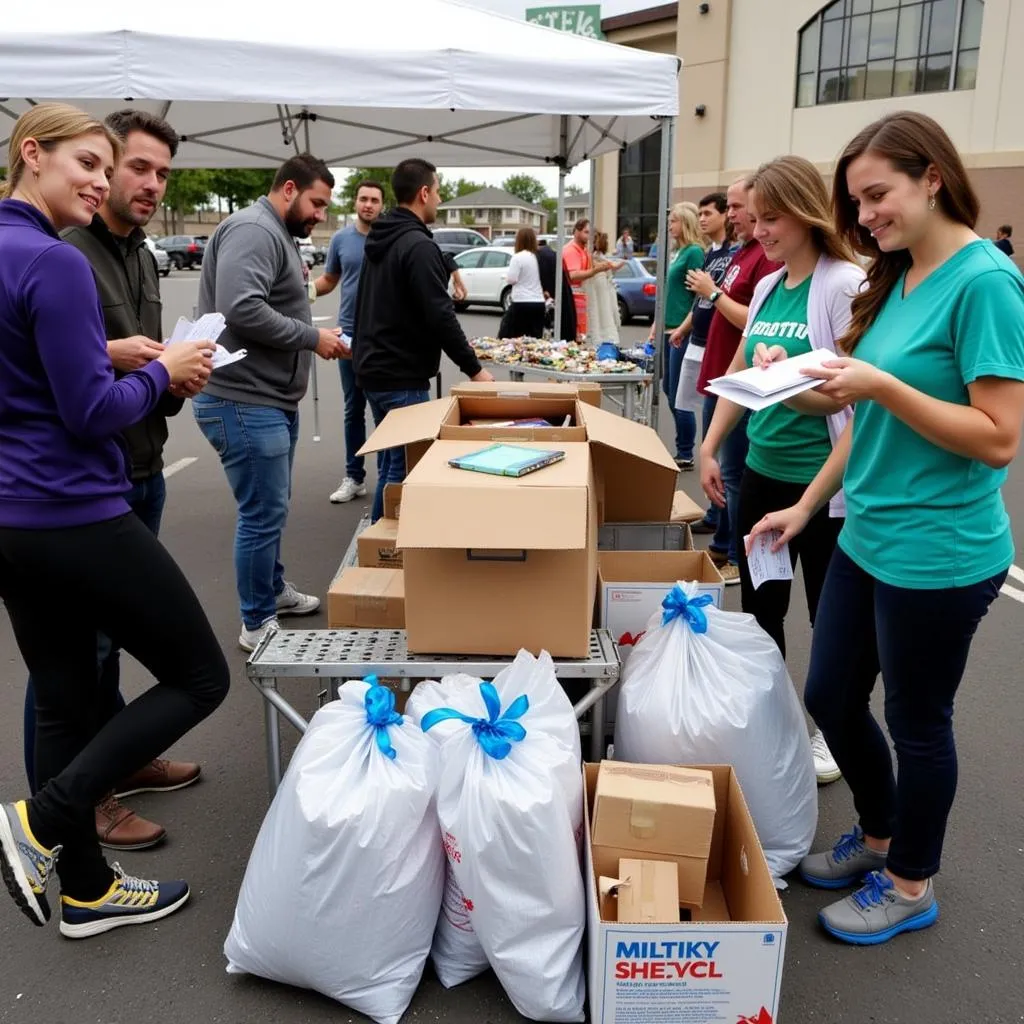 People dropping off documents at a free shred day event