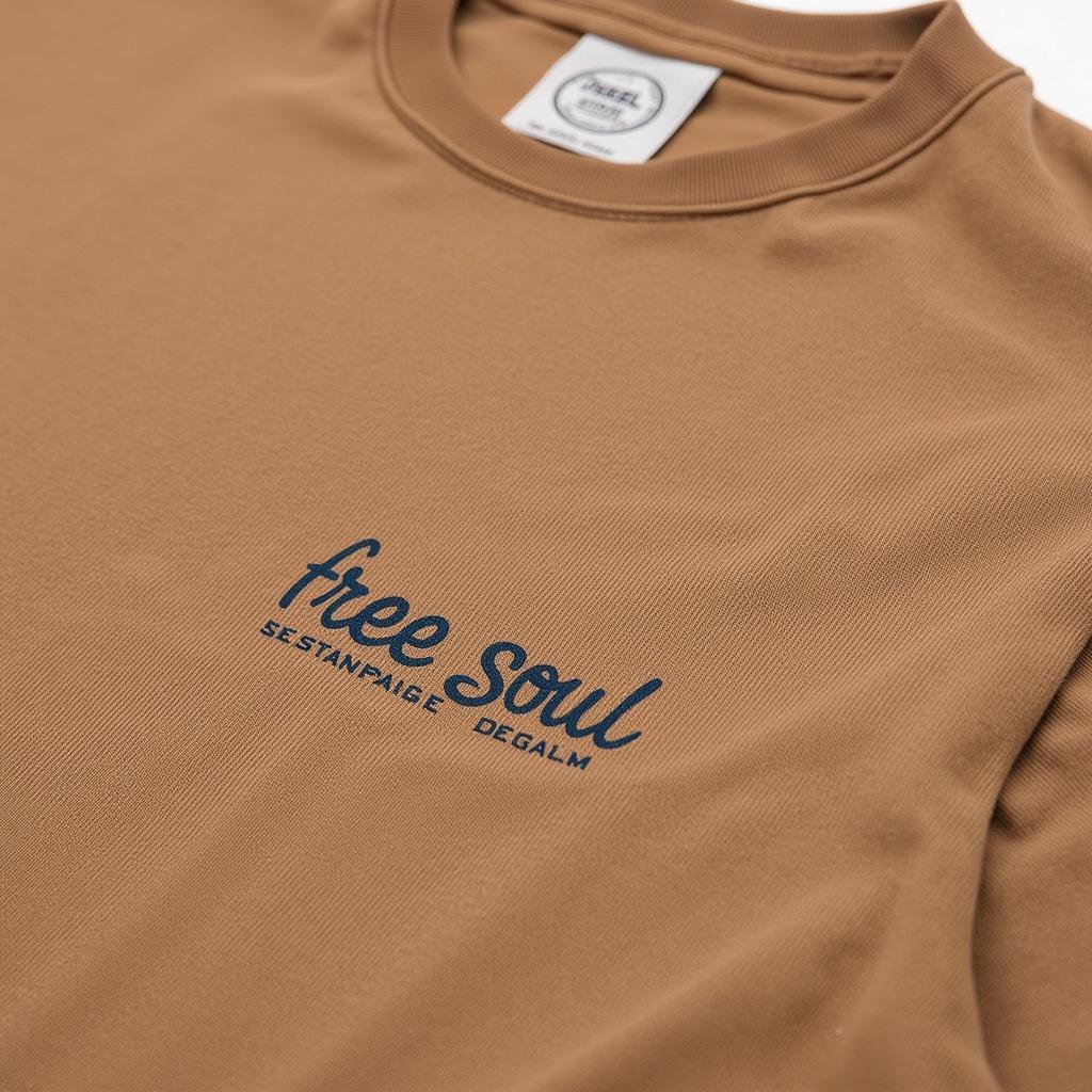 Close-up of the "Free Soul" tee made from sustainable materials