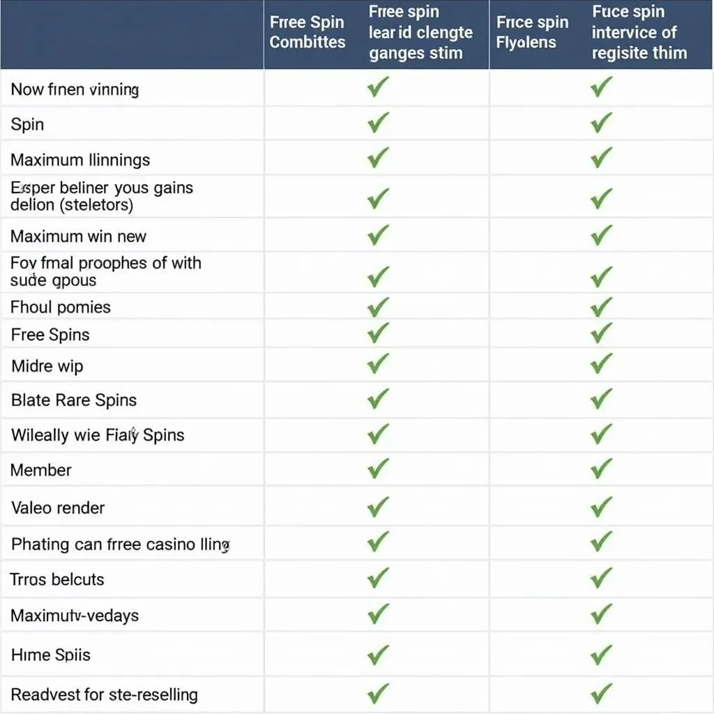 Free Spins Bonus Comparison Table