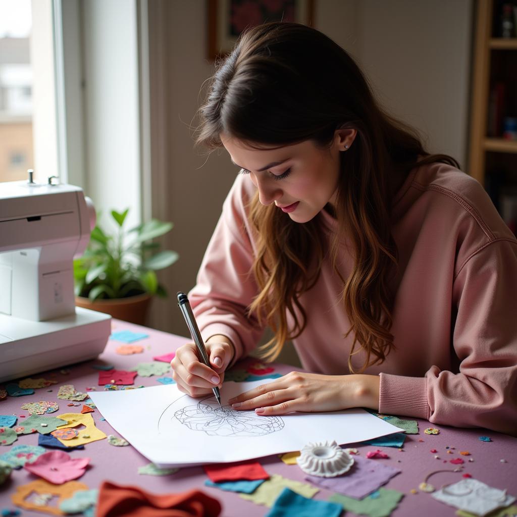 Woman Designing a Free Spirit Pattern