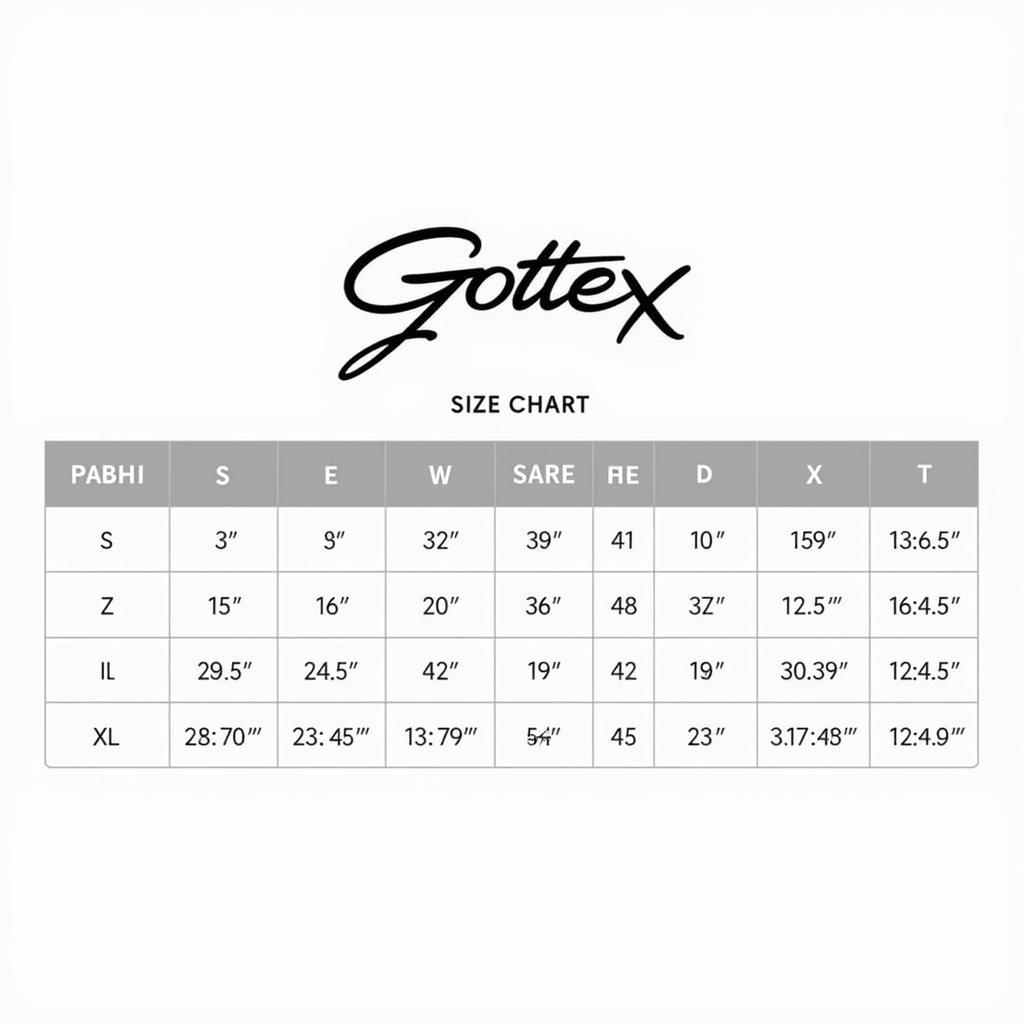 A size chart for Free Sport by Gottex activewear displayed on a website