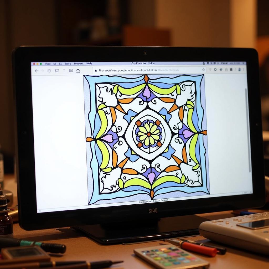 Free Stained Glass Rose Pattern