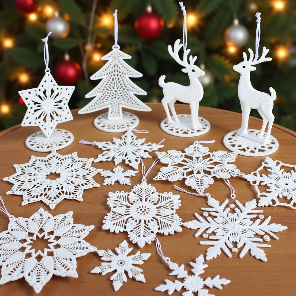 Free-Standing Lace Christmas Ornament Set