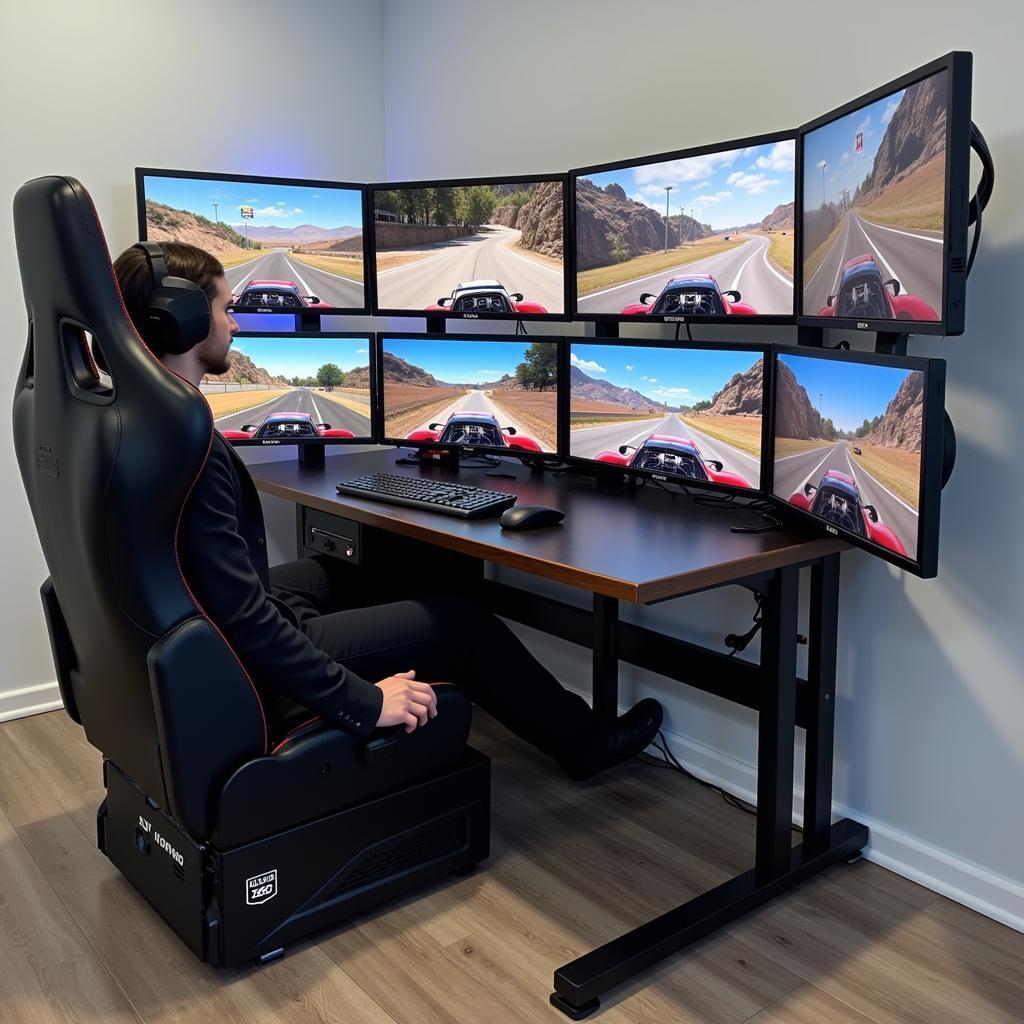 Sim Racing Setup with Free Standing Monitor Stand