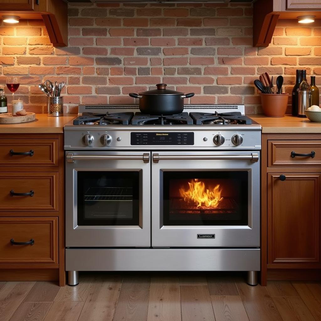 Free Standing Propane Stove in a Rustic Kitchen