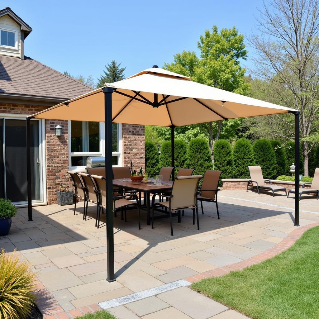 Free-Standing Shade Canopy in a Backyard Setting