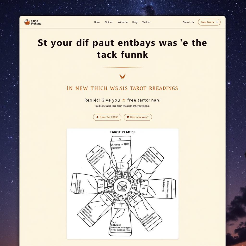 Screenshot of a website offering free online tarot readings