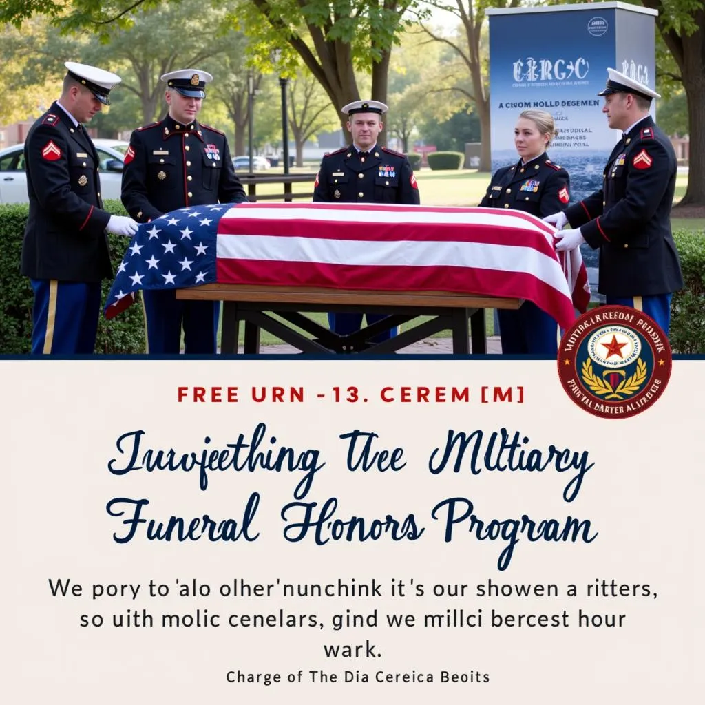 Military Funeral Honors Program: US Flag Presentation & Urn