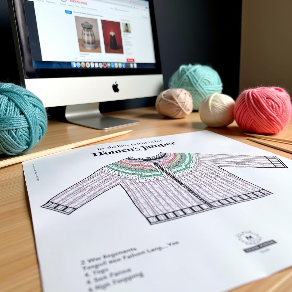 Free Women's Jumper Knitting Patterns: Download and print patterns easily, often with helpful tutorials and support from online communities.