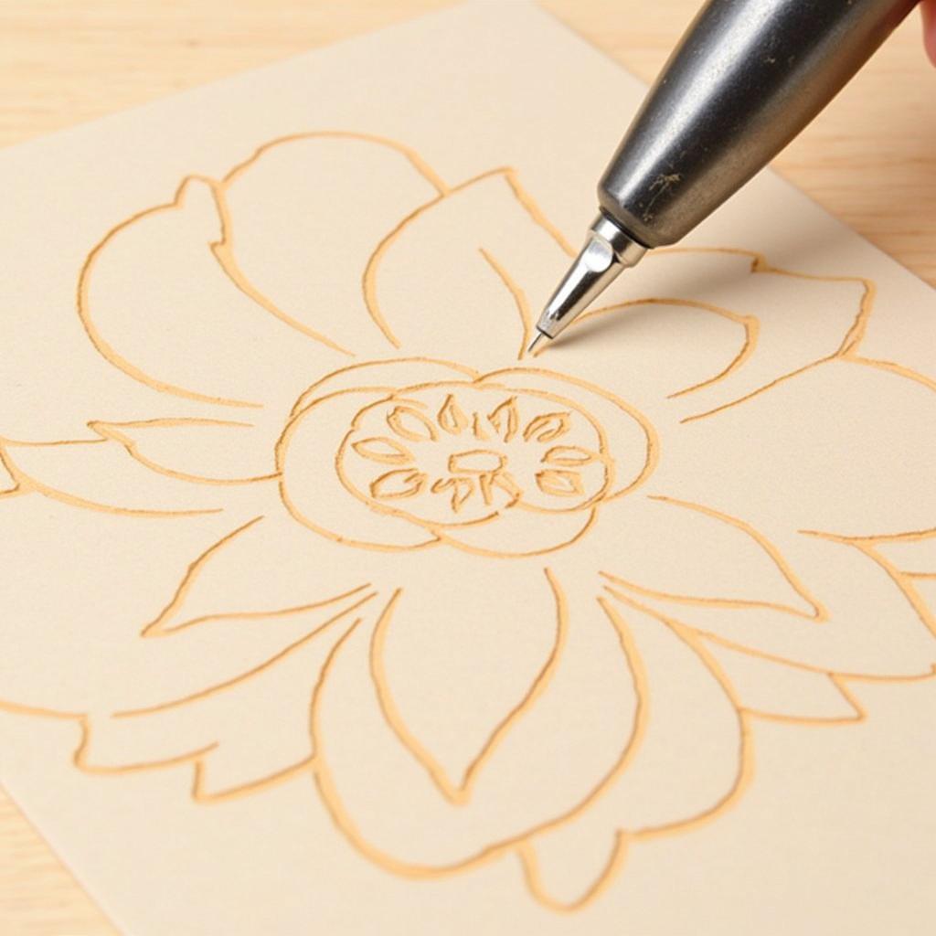 Simple Floral Wood Burning Stencil