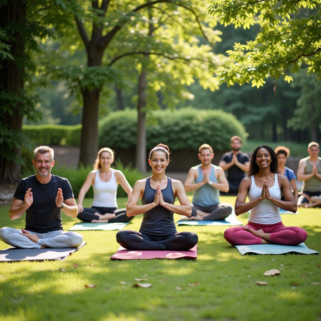 Free yoga class in a Portland park