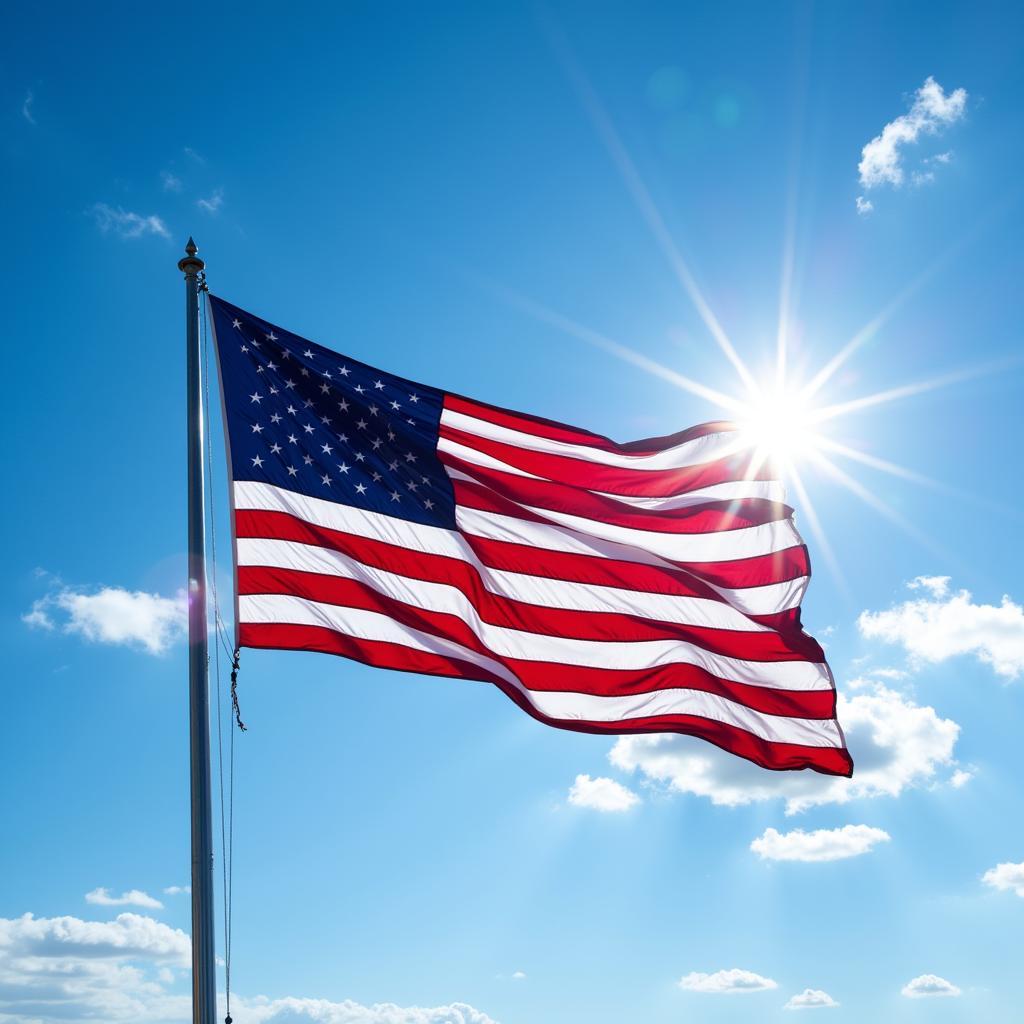 American flag waving in the wind