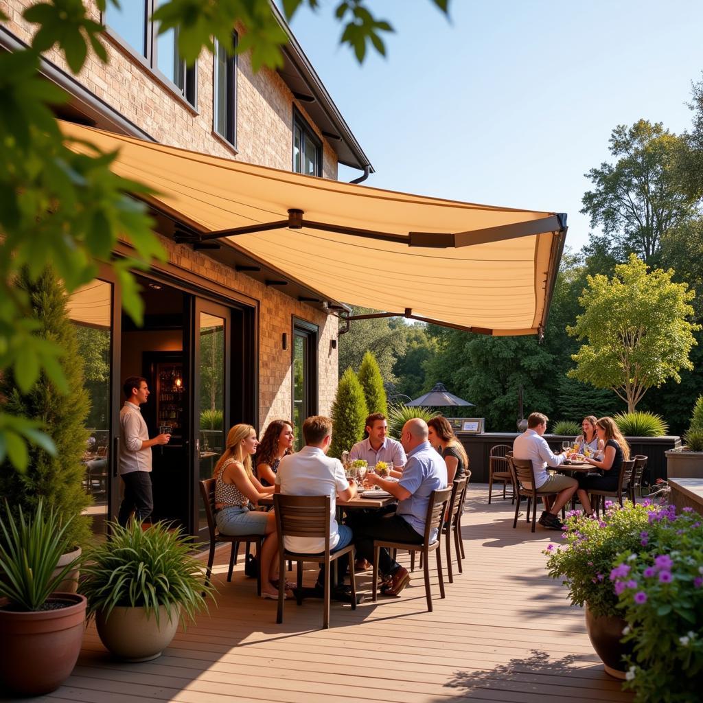 Freestanding awning for an outdoor gathering