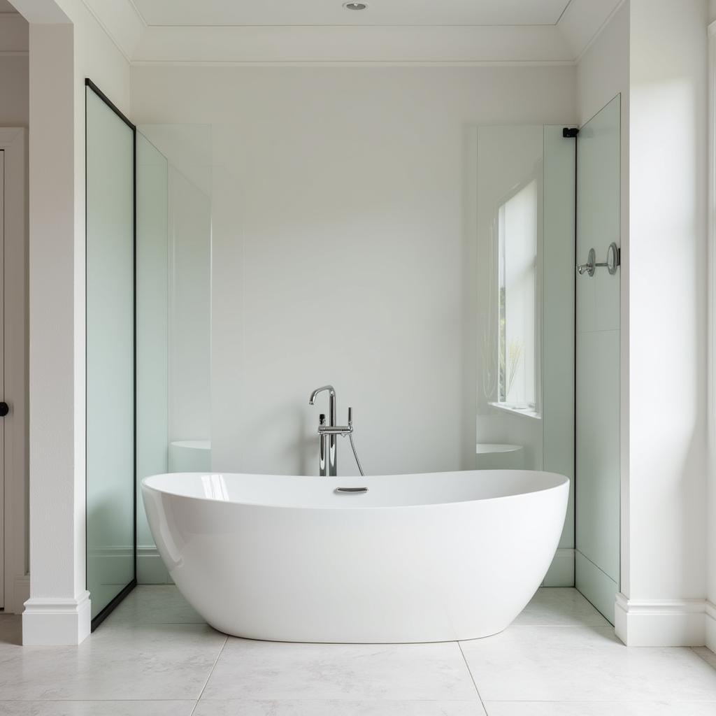 Modern bathroom with a freestanding tub and shower