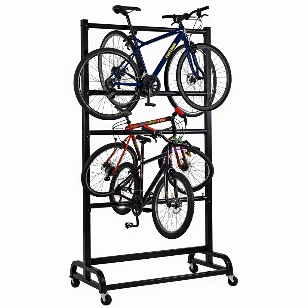 Freestanding vertical bike rack for multiple bikes