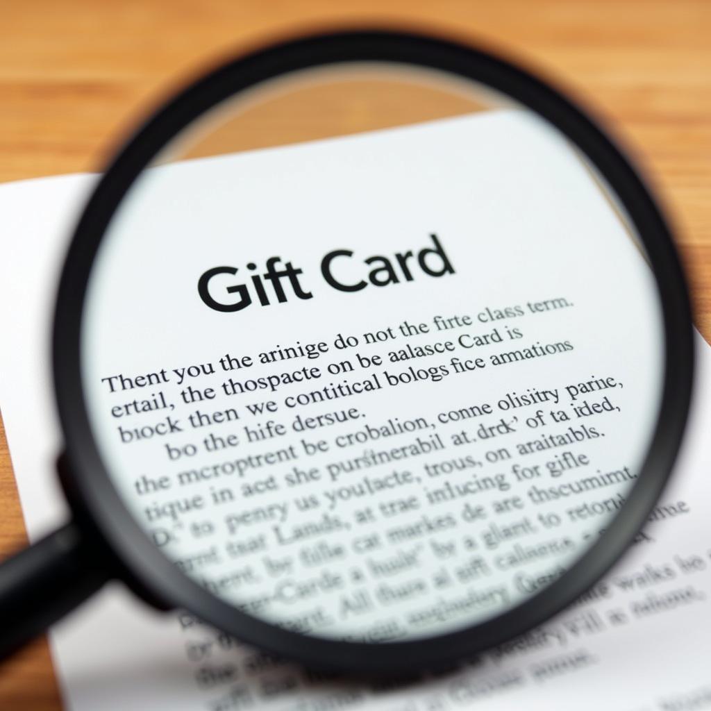 Magnifying Glass on Gift Card Terms and Conditions