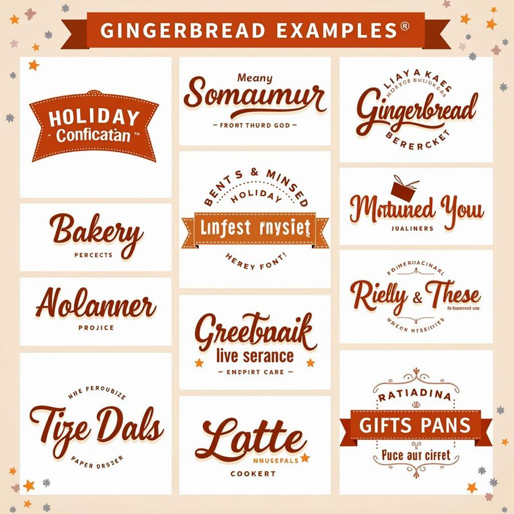 Examples of gingerbread font use in various designs