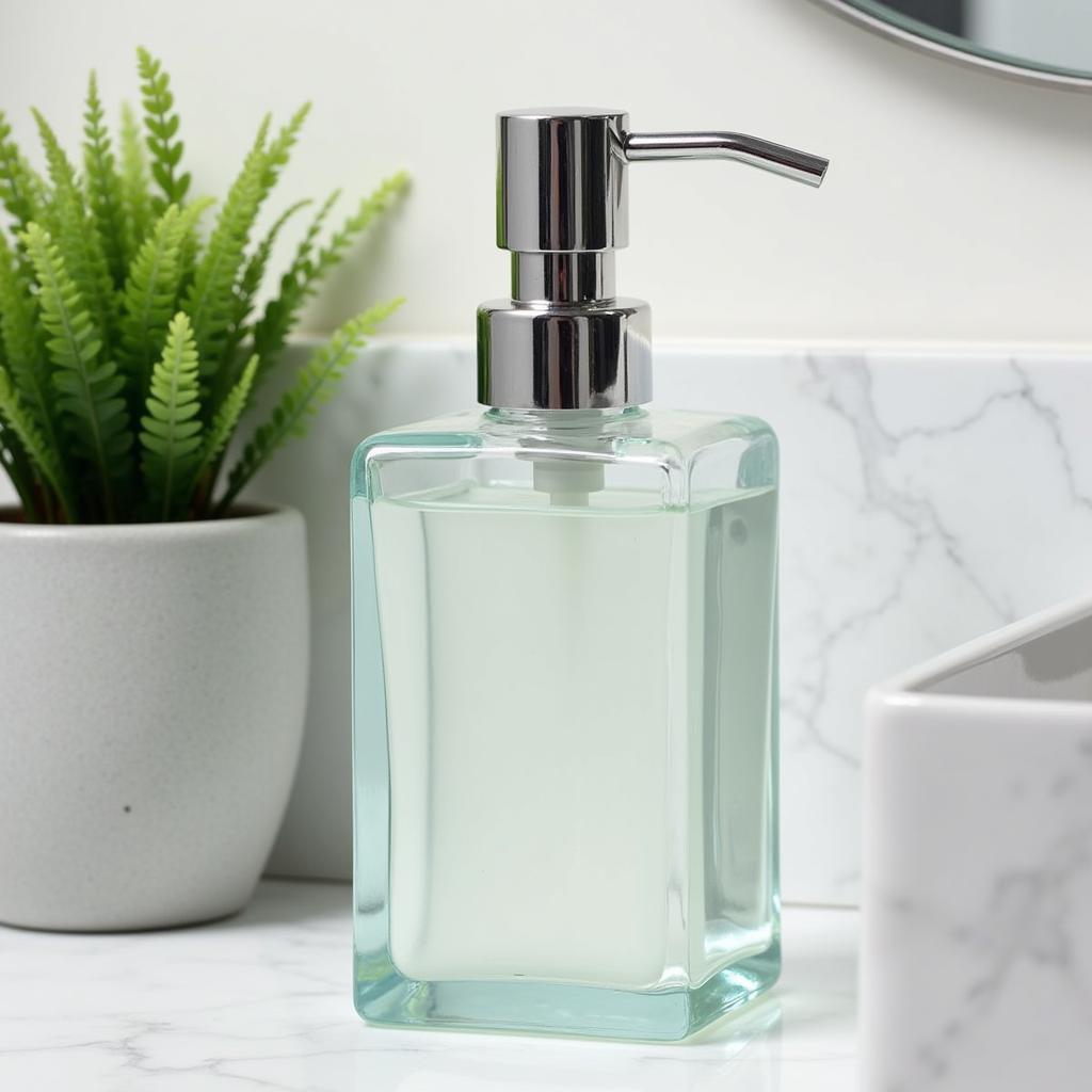 Elegant Glass Soap Dispenser in a Modern Bathroom - Eco-Friendly Choice