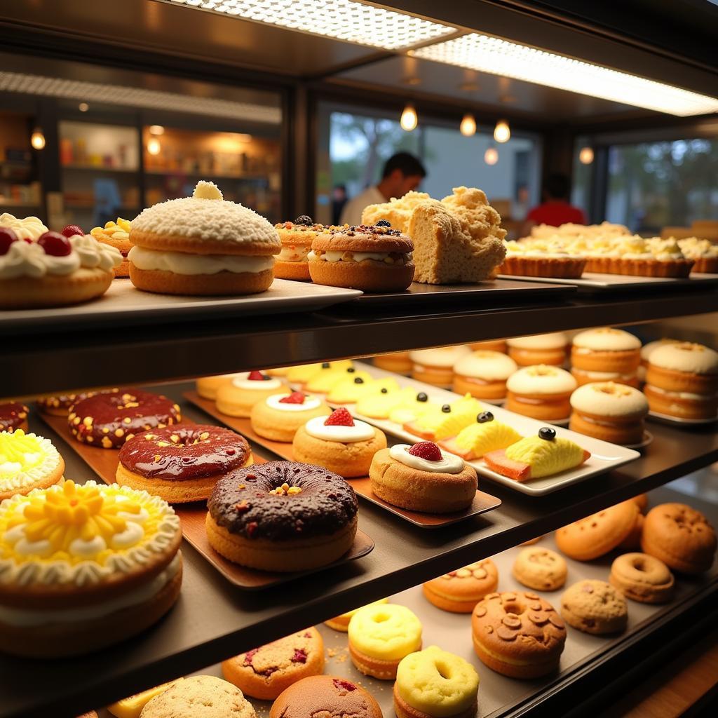 A vibrant display of gluten-free pastries and bread in a Boca Raton bakery