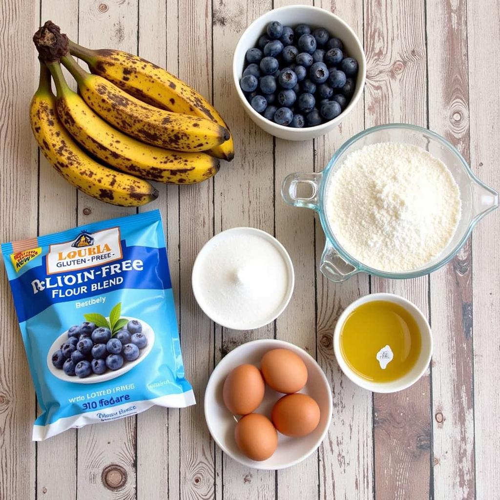 Gluten-Free Banana Blueberry Bread Ingredients