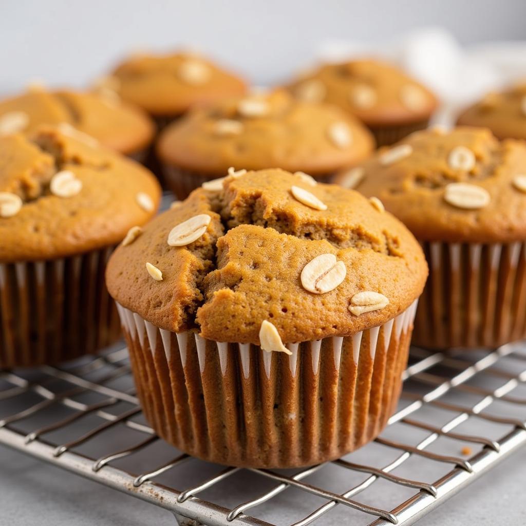 Close-up of gluten free banana pumpkin muffins on a cooling rack