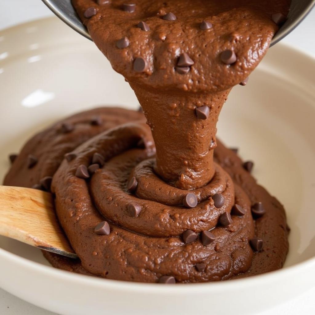 Pouring Gluten-Free Brookie Batter