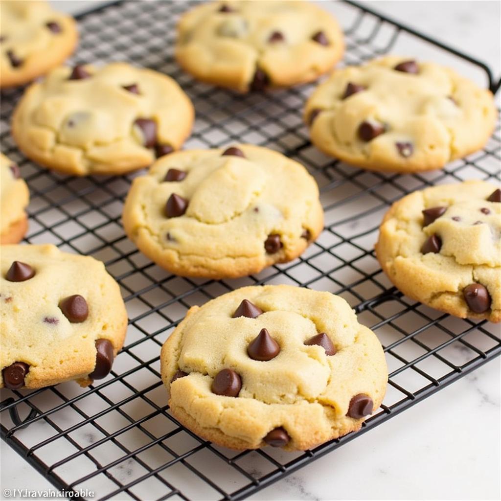 Freshly Baked Gluten-Free Chocolate Chip Cookies Cooling