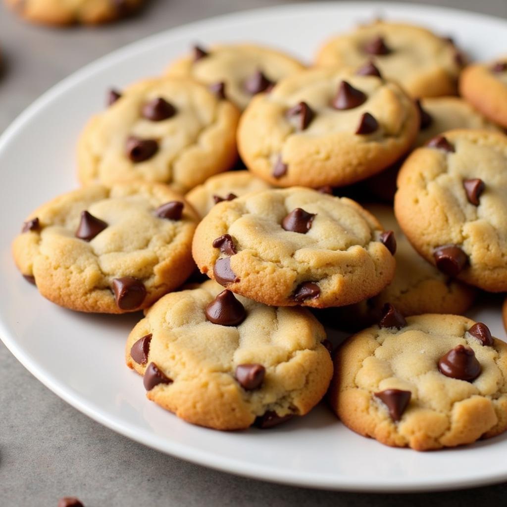 Freshly baked gluten-free chocolate chip cookies made from a mix