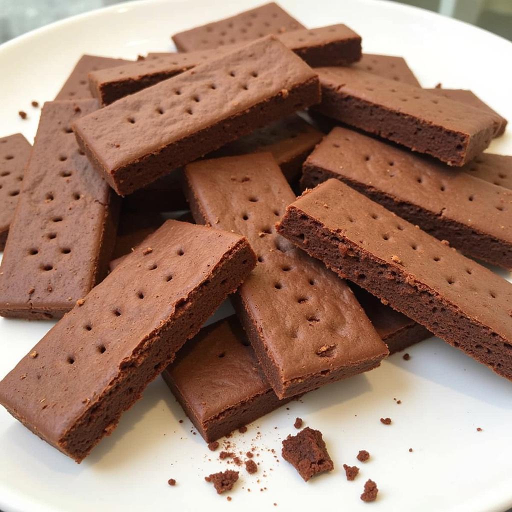 Gluten-Free Chocolate Graham Crackers on a Plate