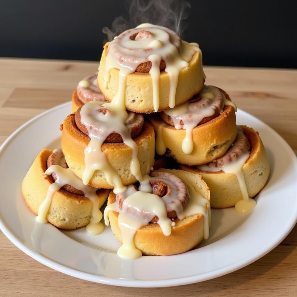 Plate of Freshly Baked Gluten-Free Cinnamon Rolls