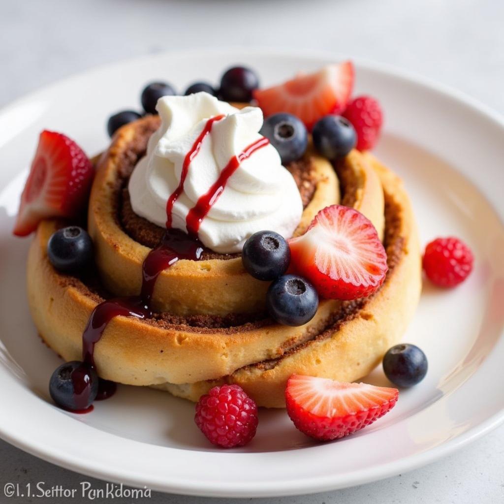 Gluten-Free Cinnamon Rolls Topped with Fresh Berries and Cream